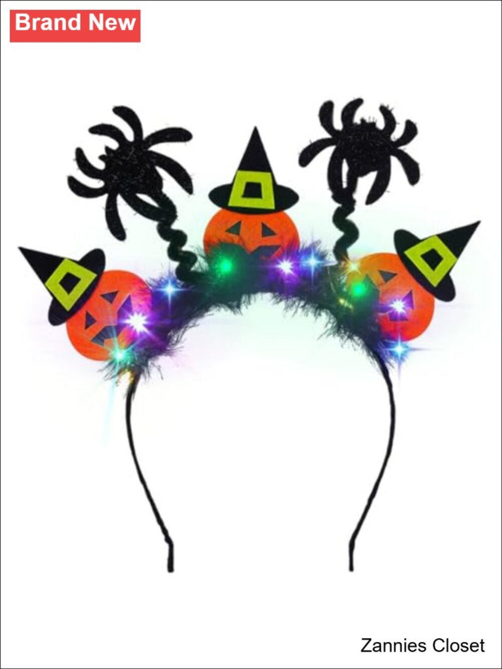 👻 Light Up Halloween Headband LED Pumpkin Spider Hairband Costume